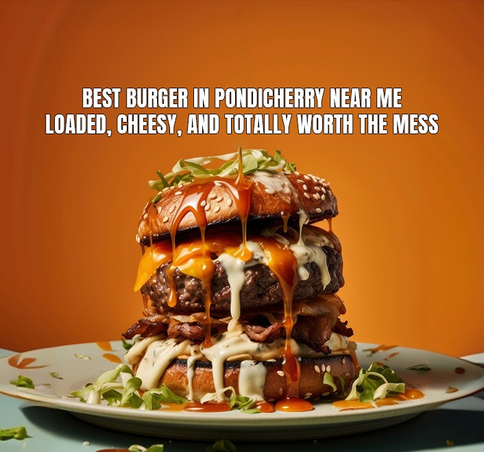 Best Burger in Pondicherry Near Me Loaded, Cheesy, and Totally Worth the Mess