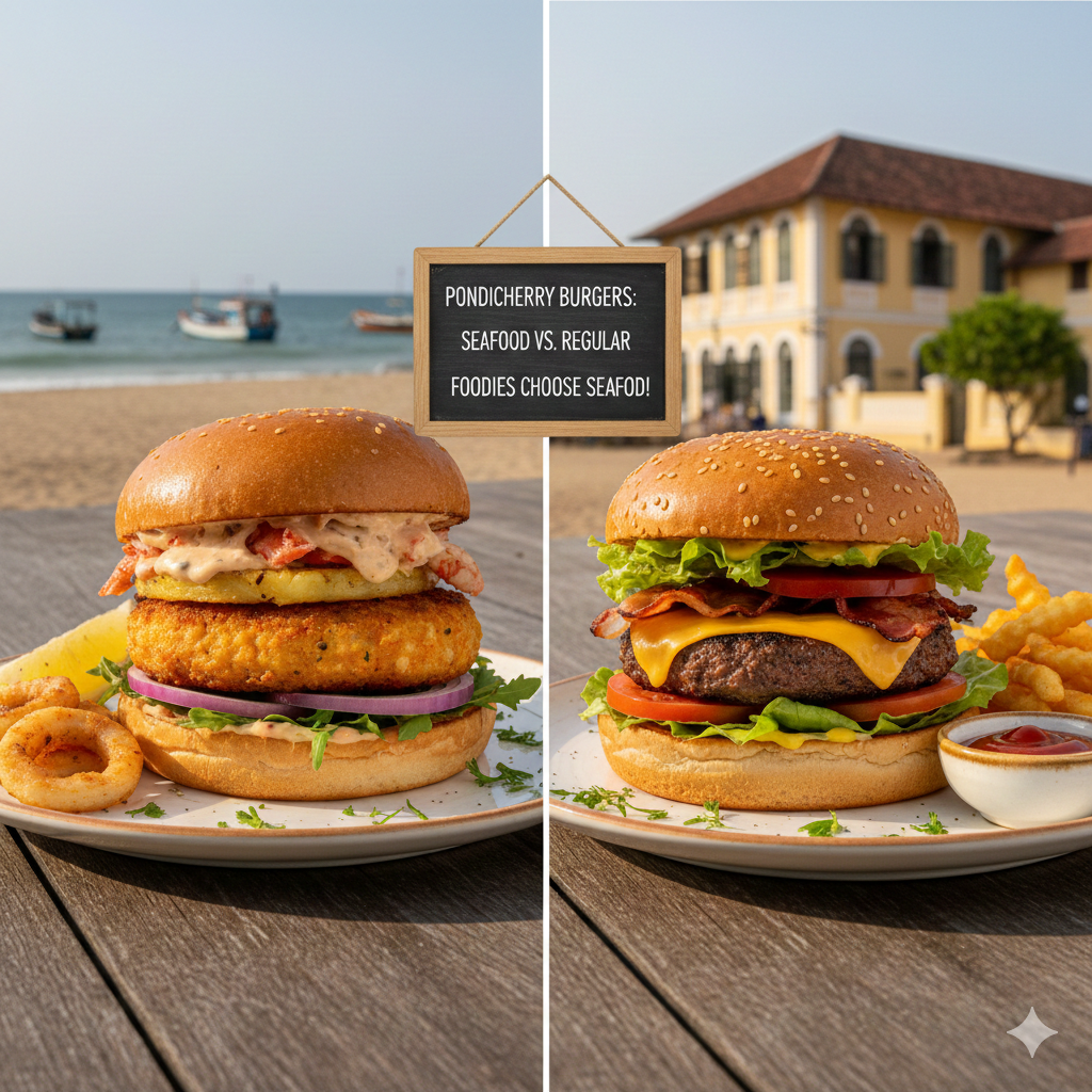 Seafood Burgers vs Regular Burgers Why Foodies Prefer Them in Pondicherry