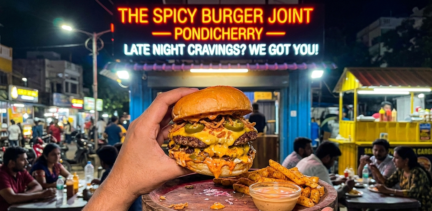 Best Spicy Burgers in Pondicherry for Late-Night Cravings